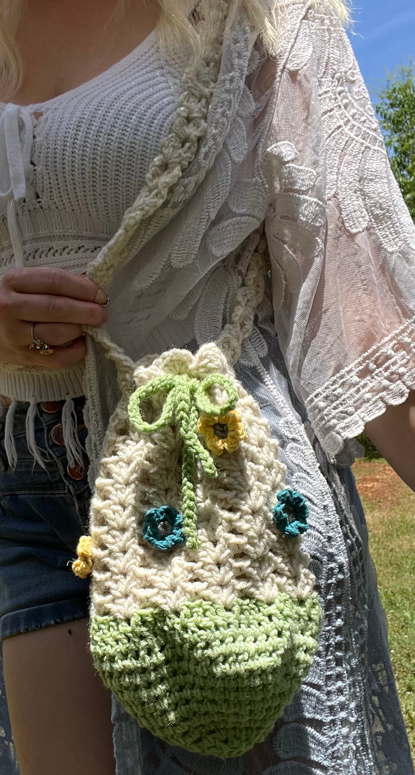 🌼 Pocket Full of Posies Crochet Crossbody Bag 🌿